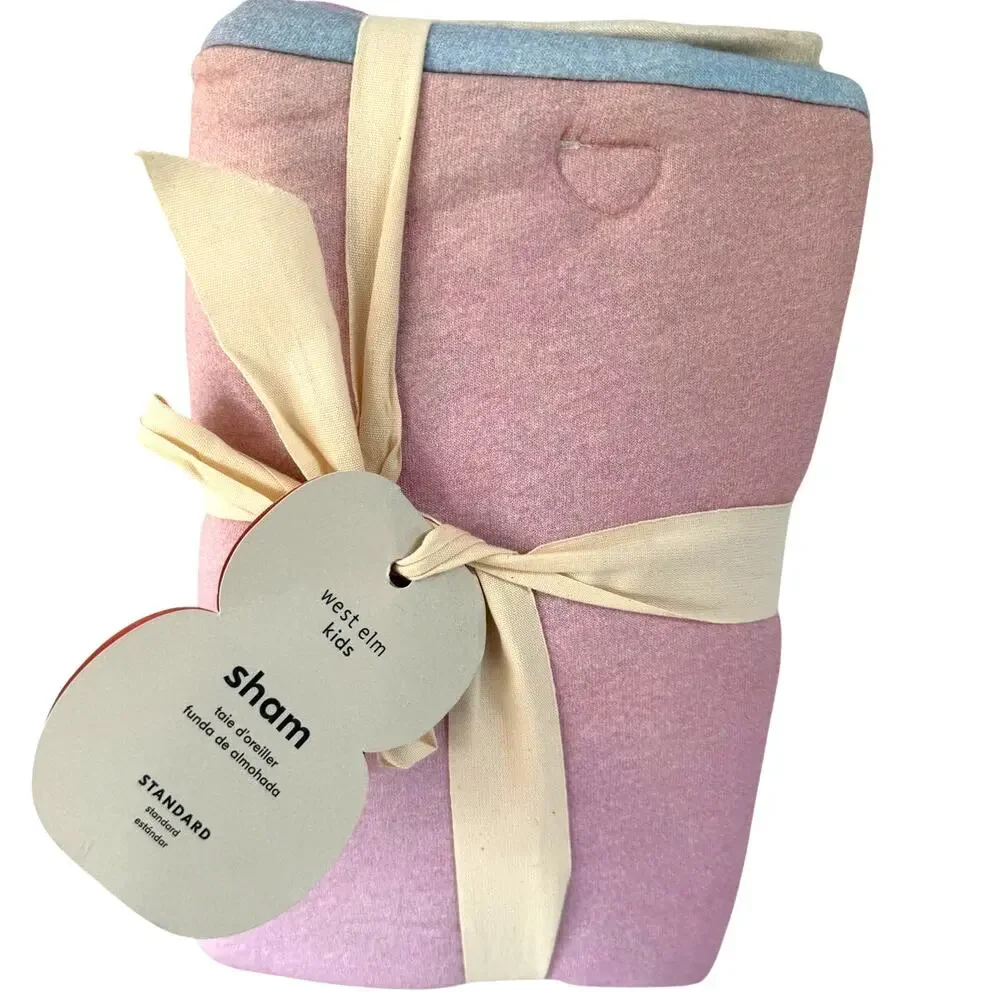 West Elm Kids Rainbow Watercolor Jersey Standard Sham Pink Pastel Modern SOFT